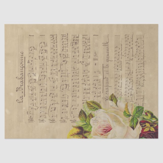 Papier Mousseline Musique et Rose 13 (Recto)