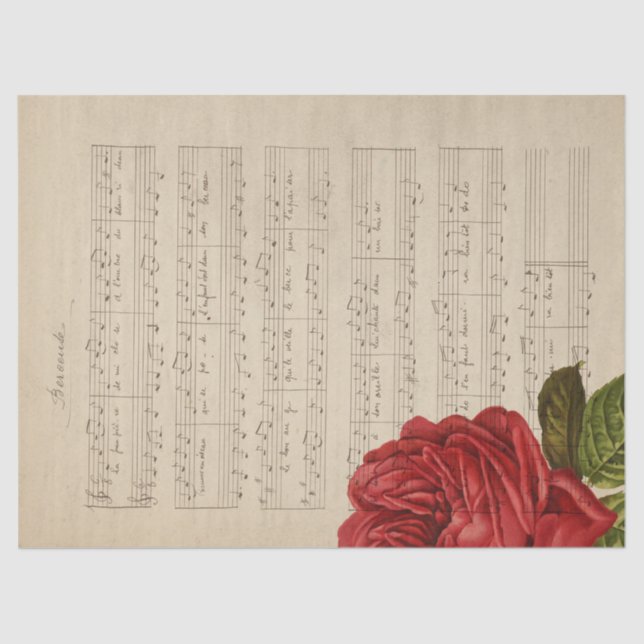 Papier Mousseline Musique et séries Roses Design 1 (Recto)