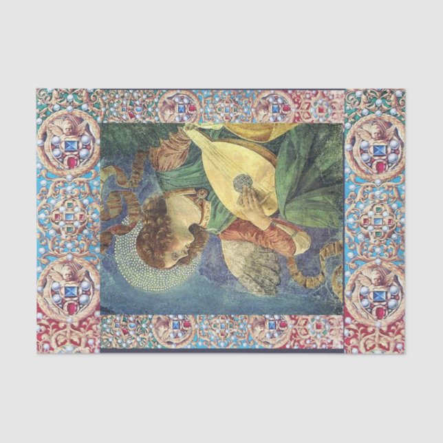 PAPIER MOUSSELINE MUSIQUE FABRIQUANT ANGE DE NOËL, BIJOUX PRÉCIEUX,  (Recto)