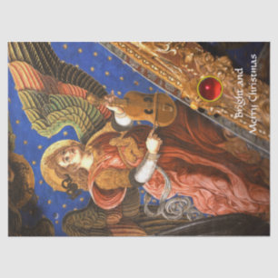 Papier Mousseline MUSIQUE FABRIQUANT L'ANGE AVEC UN Noël VIELLE