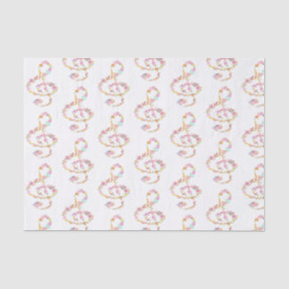 Papier Mousseline musique fleurie treize clefs