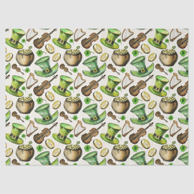 Papier Mousseline Musique Irlandaise Pour La Saint-Patrick (Recto)