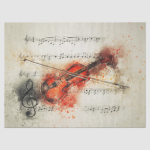 Papier Mousseline Musique violoniste Notes aquarelle Découpage