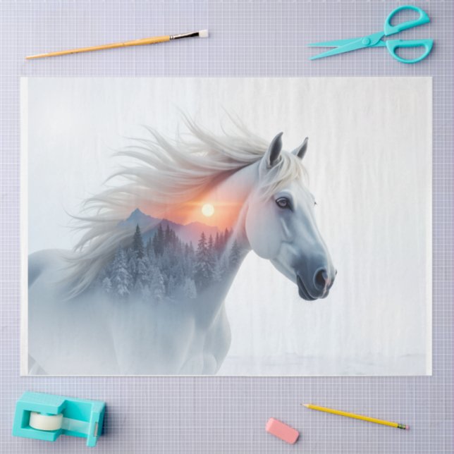 Papier Mousseline Mustang sauvage au coucher du soleil (Artisanat)