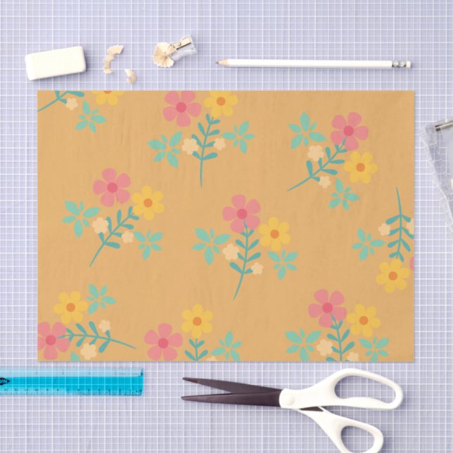 Papier Mousseline Mustard Retro Daisy Bouquet Motif (Artisanat)