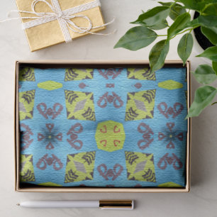 Papier Mousseline MVB Geo Sky Blue avec une touche de design jaune