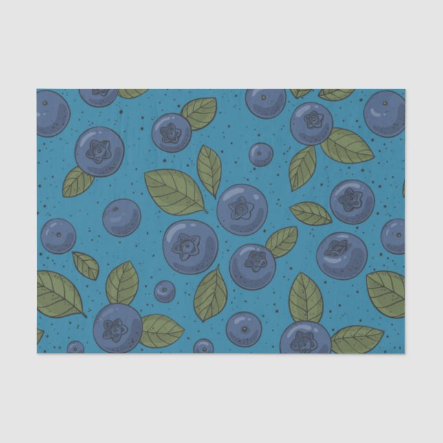 Papier Mousseline Myrtilles sur bleu (Recto)