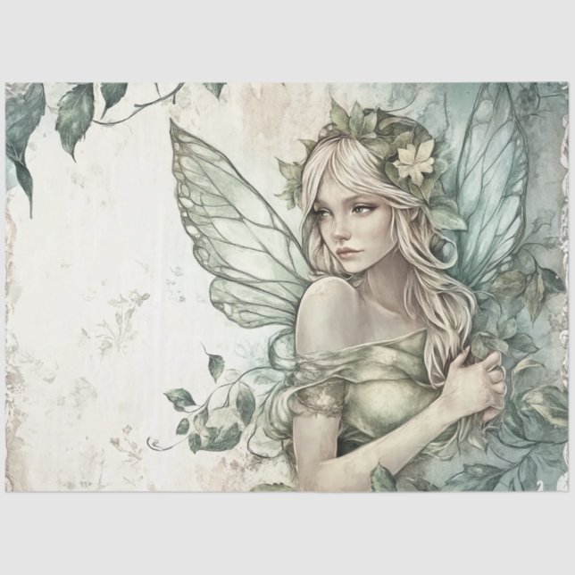 Papier Mousseline Mysage Green Fairy Decoupage (Recto)