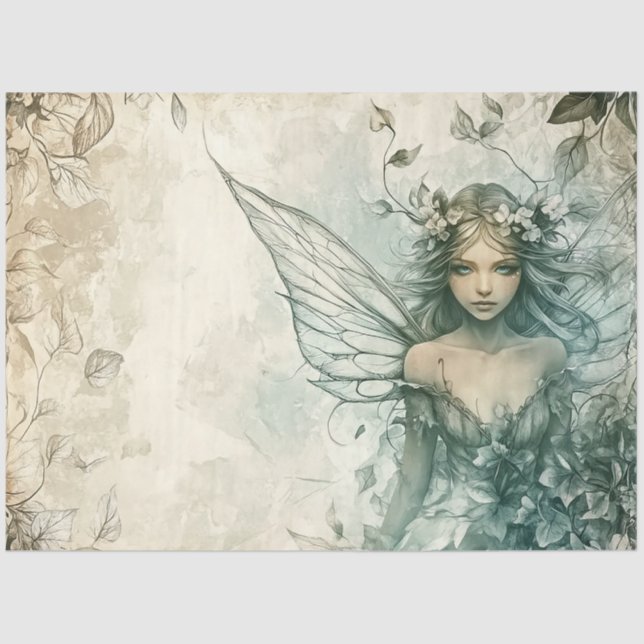 Papier Mousseline Mysage Green Fairy Decoupage (Recto)