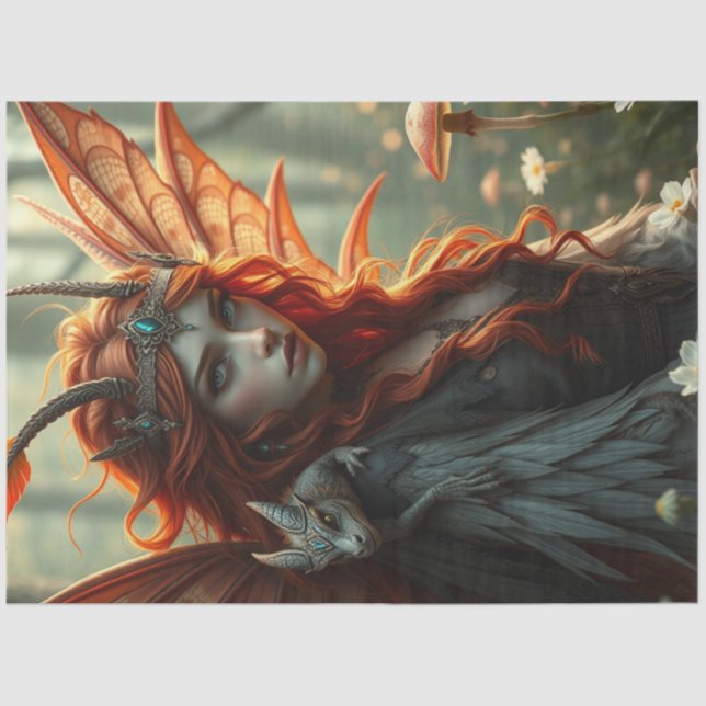 Papier Mousseline Mystérieuse fée de dragon gothique (Recto)