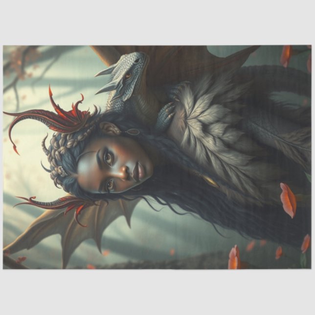 Papier Mousseline Mystérieuse fée de dragon gothique (Recto)