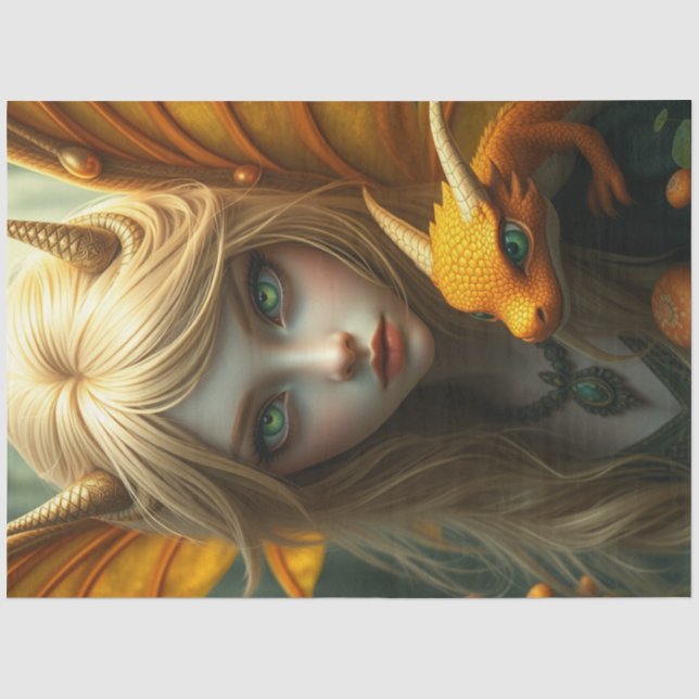 Papier Mousseline Mystérieuse fée de dragon gothique (Recto)