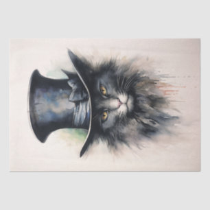 Papier Mousseline Mystérieux chat en casquette noir "Hello Darlin"