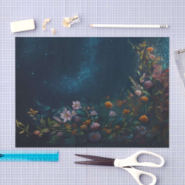 Papier Mousseline Mysterious Twilight, Moth Floral Companion FLIPPED (Artisanat)