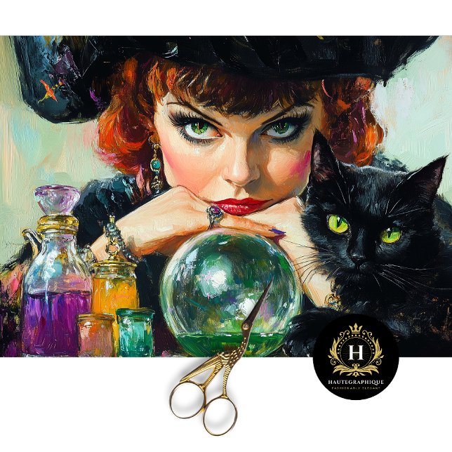 Papier Mousseline Mystic Witch & Black Cat Halloween Decoupage (Créateur téléchargé)