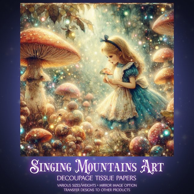 Papier Mousseline Mystical Forest Alice and Mushrooms Decoupage (Créateur téléchargé)