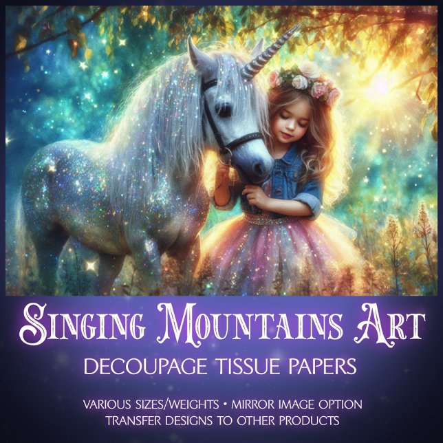 Papier Mousseline Mystical Morning Unicorn Walk Decoupage (Créateur téléchargé)