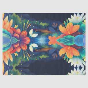 Papier Mousseline mystique paysage magique fleurs