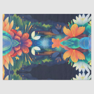 Papier Mousseline mystique paysage magique fleurs