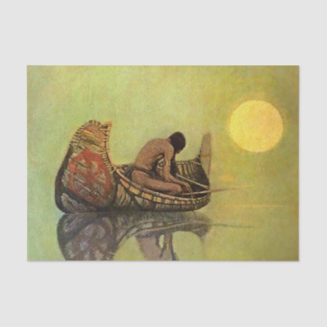 Papier Mousseline N C Wyeth Western Peinture "Le Pêcheur silencieux" (Recto)