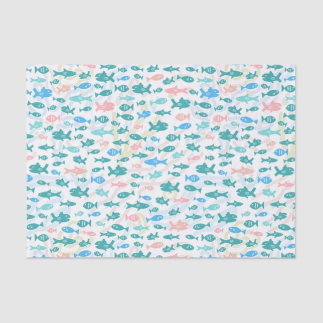 Papier Mousseline Nager Poissons Cute Corail Nautique Motif (Recto)