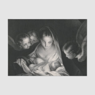 Papier Mousseline Naissance de nativité de Vierge Marie anges de