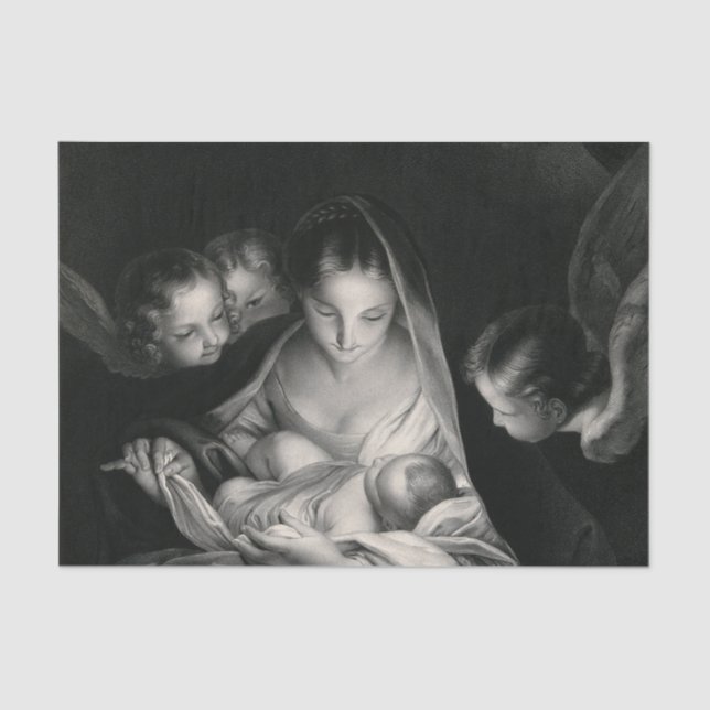 Papier Mousseline Naissance de nativité de Vierge Marie anges de (Recto)