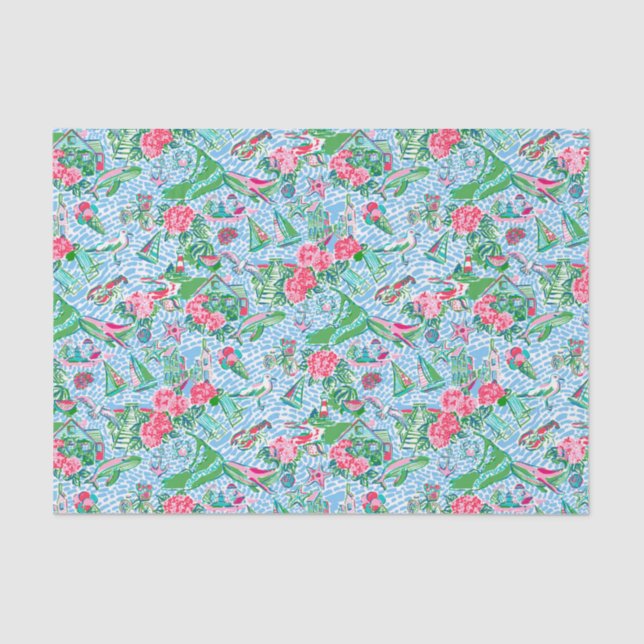 Papier Mousseline Nantucket Preppy Palm Beach Imprimer (Recto)