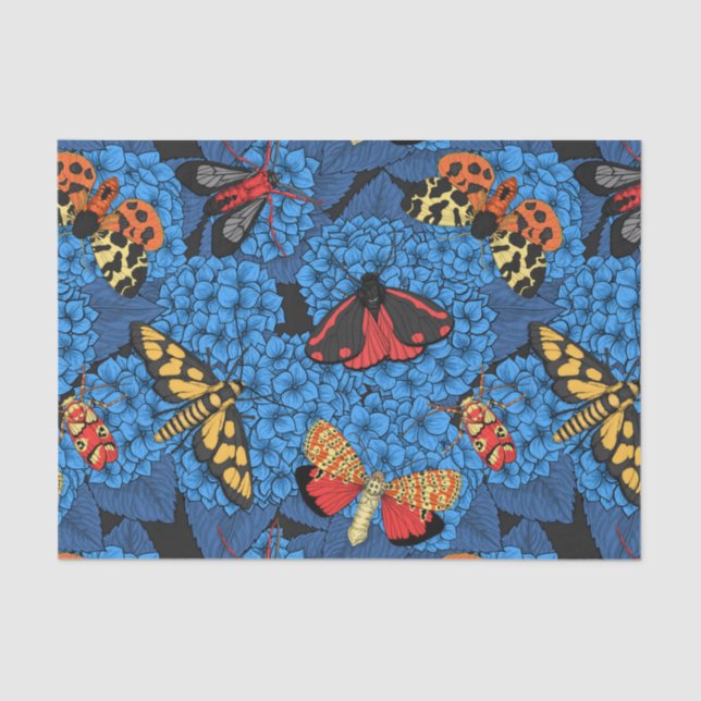 Papier Mousseline Nappes phréatiques bleu hydrangée (Recto)