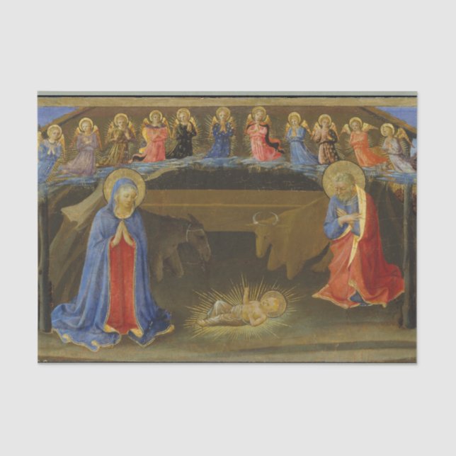 Papier Mousseline Nativité Anges Mère Marie Bébé Jésus Noël (Recto)