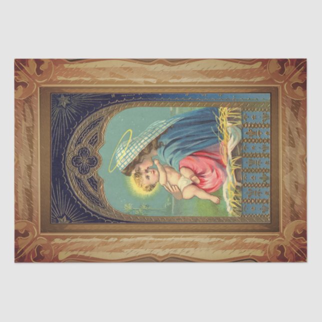 Papier Mousseline Nativité Mary tenant le bébé Jésus (Recto)