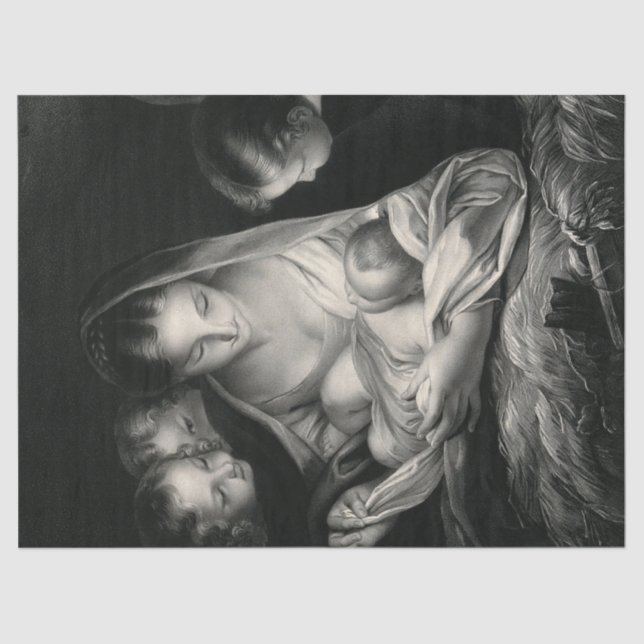 Papier Mousseline Nativité Naissance de Jésus Christ Anges Vierge Ma (Recto)