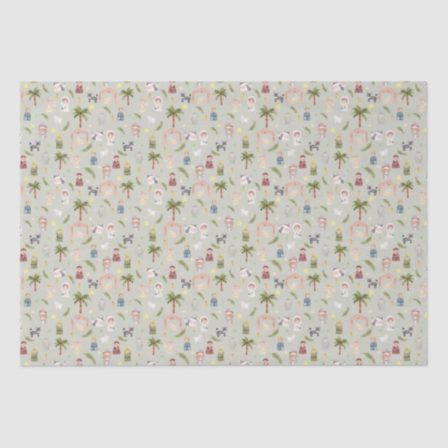 Papier Mousseline Nativité Noël vacances Sage Tissu Papier (Recto)