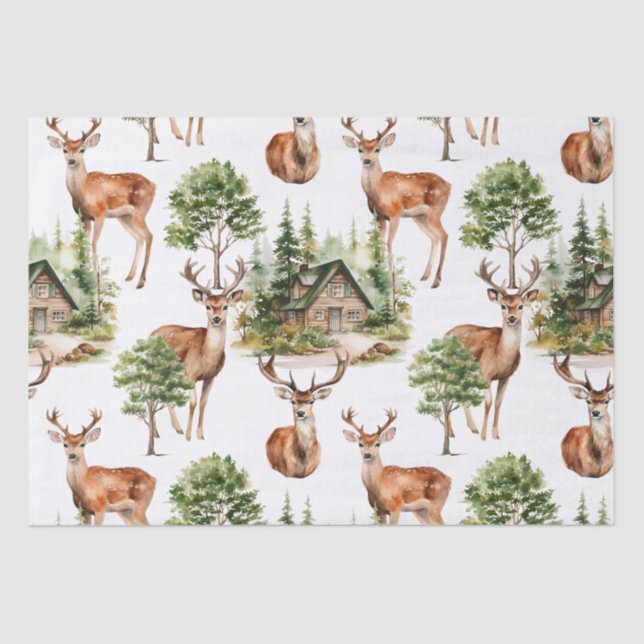 Papier Mousseline Nature Russe Cerf Faune Noël (Recto)