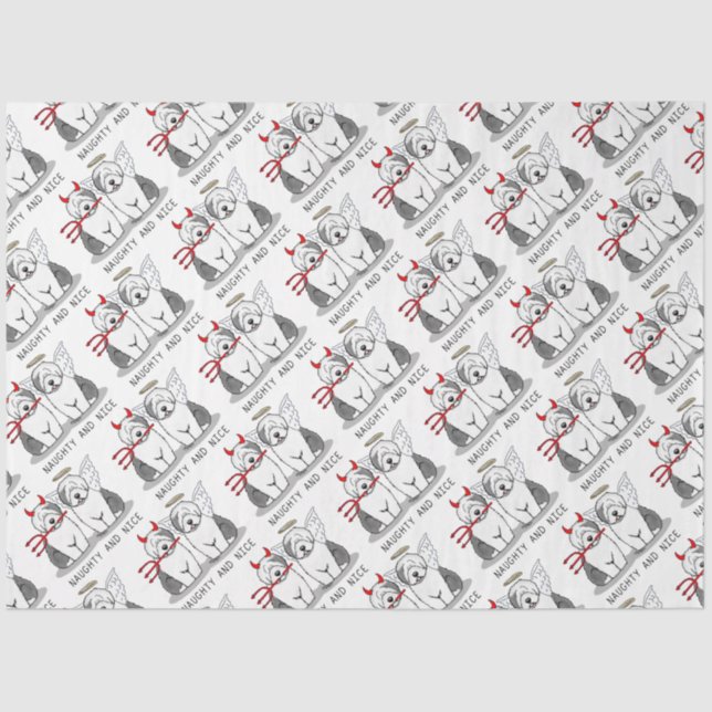 Papier Mousseline Naughty & Nice Old English Sheepdogs (Grey 1) (Recto)