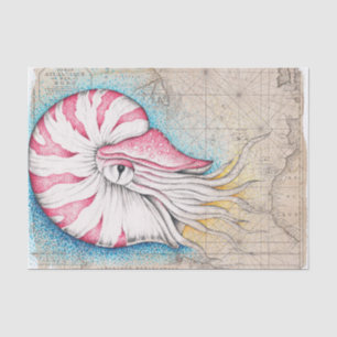 Papier Mousseline Nautilus Octopus Carte Vintage Nautilus