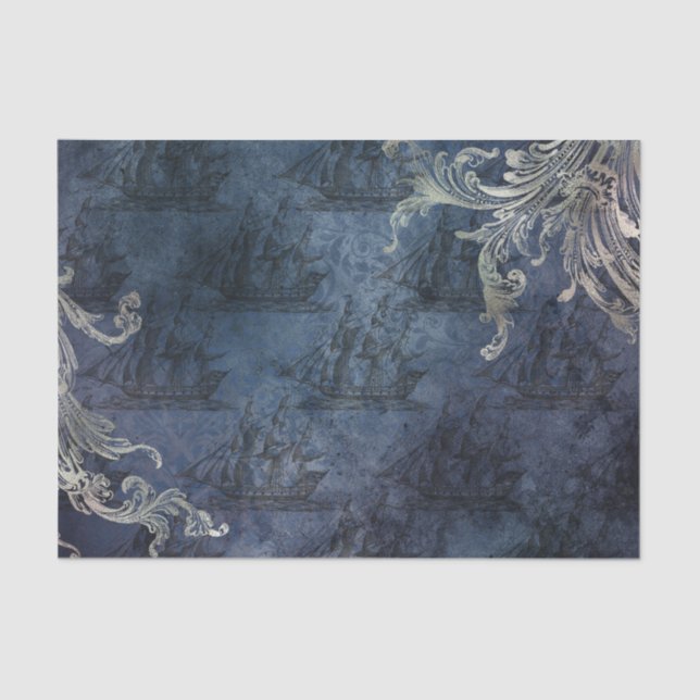 Papier Mousseline Nautique vintage (Recto)