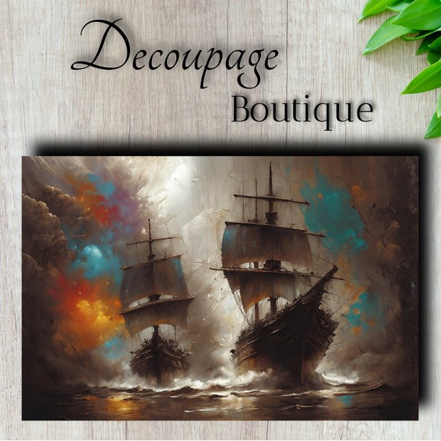 Papier Mousseline Navires à voiles Ouragan Découplage (Sailing Ships Storm Decoupage Tissue Paper)
