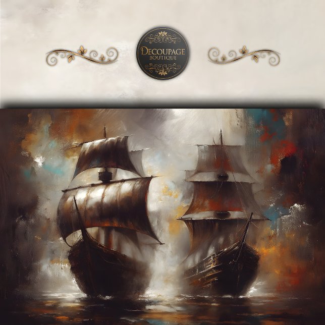 Papier Mousseline Navires vikings découpés Stormbound (Stormbound Viking ships Decoupage Tissue Paper)