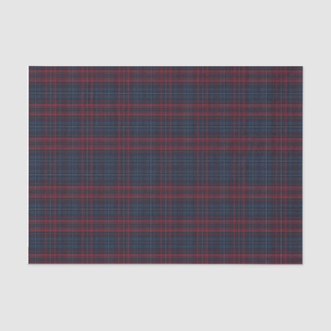 Papier Mousseline Navy Blue and Burgundy Plaid Tissue Paper (Recto)