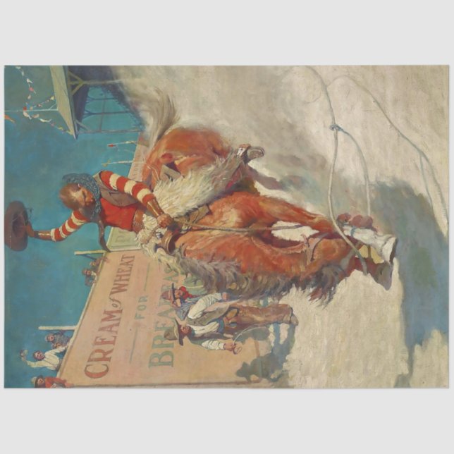 Papier Mousseline NC Wyeth Peinture historique "Le Rodéo" (Recto)