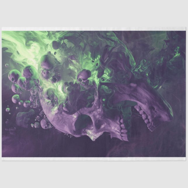 Papier Mousseline Nebular du crâne Echos Purple Green Découpage (Recto)