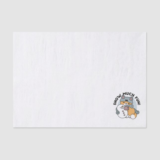Papier Mousseline Neige beaucoup amusant Chat hiver vacances Design (Recto)