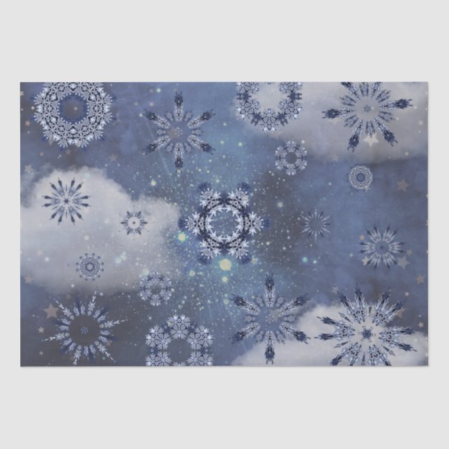 Papier Mousseline Neige bleue (Recto)