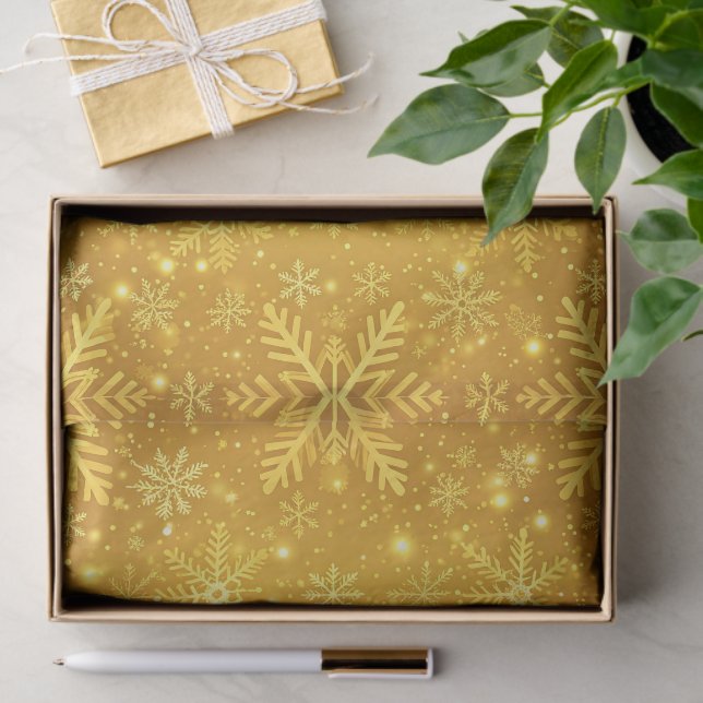 Papier Mousseline Neige dorée (Cadeau)