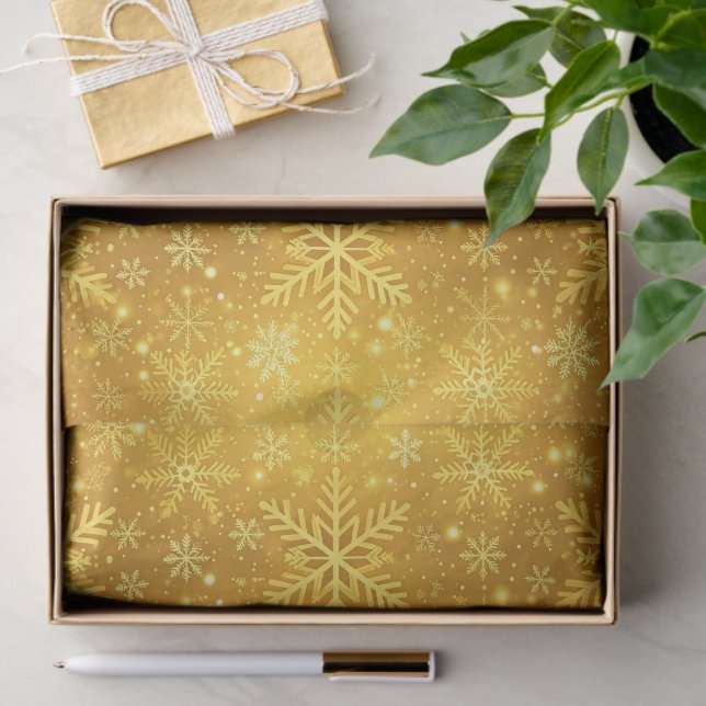 Papier Mousseline Neige dorée (Cadeau)