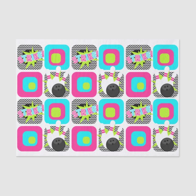 Papier Mousseline Neon Bowling Chevron Wrapon Papier Tissu (Recto)