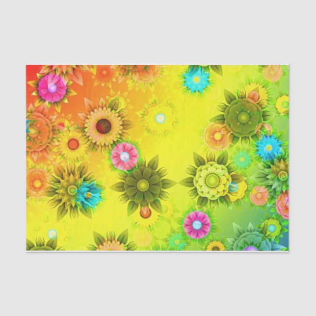 Papier Mousseline Neon coloré Fleurs modernes Abstraites (Recto)