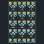 Papier Mousseline Neon Menorah<br><div class="desc">Menorah bleu en style néon signe.</div>