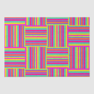 Papier Mousseline Neon Multicolored Carrés tissés